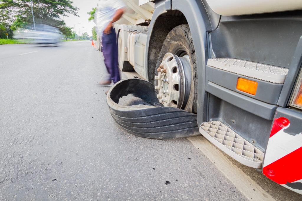 Semi Truck tire blow out due to heat